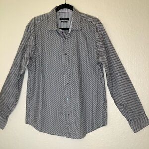 Bugatchi Black and White Casual Button Down Shirt with Polka Dot Pattern